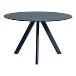 HAY - CPH20 2.0 Table Deep Blue Lacquered Oak Frame Ø120 X H74 Smokey Blue Linoleum Top Deep Blue Lacquered Edge - Spisebord - Ronan & Erwan Bouroullec - Blå - Tre