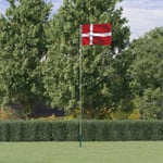 Danmarks flagga med flaggstång 5,55 m aluminium