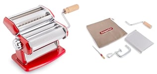 Imperia IPasta Classic Line. Pasta Machine 100% Made in Italy. Fresh Pasta Machine in Steel. Manual Roller with Crank. Creates Dough Sheets for Lasagne, Tagliolini, Fettuccine. (IPasta Rossa)