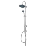 Colonne de douche sans robinetterie avec pommeau + douchette 1 jet + support + flexible 150 cm en inox chromé Nakri