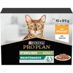 PRO PLAN® Adult 1+ STERILISED MAINTENANCE with Chicken in Gravy Wet Cat Food Pouches 10x85g, For Neutered Cats, Pack of 4