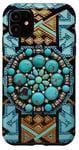 iPhone 11 Southwestern Chic Turquoise Aztec Tribal Illustration Case