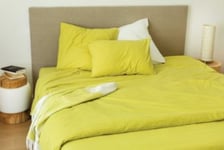 Drap housse en coton Lavé (90x190 cm - Jaune)