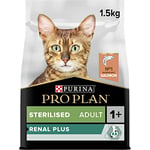 Pro Plan PURINE PRO PLAN Nourriture sèche stérilisée pour chats adultes 1+ avec OPTIRENAL, riche en saumon, paquet de 1 (1 x 1,5 kg)