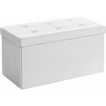 Iztoss - Banc Coffre de Rangement Pliable 76x38x38 cm - Pouf Repose-pieds - Canapé Pouf avec Coffre de Rangement - Blanc