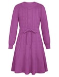 GRACE KARIN Robe tricotée Blanche pour Filles Col Rond Robe Pull Automne Hiver Robe de soirée Robe de Loisirs 6-7 Ans/Violet Rose -4