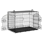 EUGAD Cage pour Chien, de Grande Taille, Cage Transport Chien Pliable, Cage Chien XL, 92x63x57cm, avec 2 Portes Verrouillables, Plateau Amovible, Poignées, en Métal, Noir, 0348GL