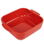 PEUGEOT - Plat Four En Céramique Carré - 21 cm (anses comprises) x 17,5 cm x 6 cm - Contenance : 1,1 L - Garanti 10 Ans - Fabrication Française - Coloris Rouge