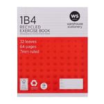 WS Exercise Book 1B4 7mm Ruled 32 Leaf Red Red Mid