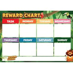 Magnetic Reward Chart for Children, Kids, Toddlers, Boys and Girls with Jungle Theme and Colourful Star Magnets for Inspiring, Promoting and Recognising Good Behaviour