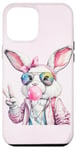 Coque pour iPhone 12 Pro Max Lunettes de soleil aviateur lapin de Pâques mignon Bubblegum Peace Sign