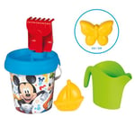 Smoby - Mickey Seau Garni Arrosoir - Tamis, Râteau, Pelle, Arrosoir Moule à Sable - pour Les Enfants à partir de 18 Mois - 7600862198