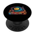 Tourne-disque vintage coloré - Retro Pop Art Vibes PopSockets PopGrip Adhésif