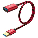 Rallonge USB 3.0 50 cm,5Gbps Câble Rallonge USB Male Femelle,USB3.0 Extension Cable pour clé USB,disque dur externe,hub USB,imprimante,scanner,appareil photo,PS VR etc-Rouge