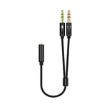 AISENS A128-0418 Câble adaptateur audio Jack 3.5 4pins/H-2xJack 3.5 3pins/M, noir, 25 cm