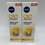 2x NIVEA Q10 Energy Fresh Look Eye Cream 3x Anti-oxidants Vitamin C+E +Q10 New