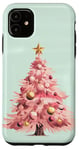 iPhone 11 Aesthetic Pink Christmas Tree Watercolor Holiday Xmas Mint Case