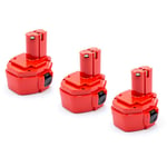 3x Batterie compatible avec Makita 6281DWPE, 6281D, 6280DWAE, 6333D, 6280DWALE, 6280D, 6271DWAE outil électrique (1500 mAh, NiMH, 14,4 v) - Vhbw