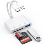 Lecteur de carte SD pour iPhone, lecteur de carte SD USB C 3 en 1 avec USB, lecteur de carte micro SD, adaptateur de carte mémoire, lecteur de carte mémoire USB C, lecteur de carte SD pour iPhone ¿