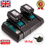 For Makita DC18RD Rapid Battery Charger 14.4v 18v Twin Port LXT Li-ion UK Plug