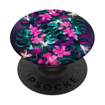 Fleurs tropicales avec feuilles vibrantes artistiques PopSockets PopGrip Adhésif