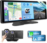 4+64G Android 13 Autoradio avec Ecran Dashcam sans Fil Apple Carplay Android Auto Stéréo de Voiture 10.26"" Moniteur à Écran Tactile Autoradio avec Bluetooth, WiFi,GPS,FM,Mirror Link