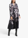 5059139670504 Modern Rarity Winter Blossom Archive Print Pleated Maxi Dress, Black 96% polyester, 4% elastane 10 female