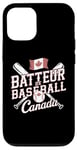 Coque pour iPhone 12/12 Pro Batteur de baseball Canada Feuille d'érable Drapeau canadien