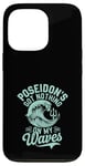 Coque pour iPhone 13 Pro Poseidon Dieu de la mer Océan Trident et vagues Illustration