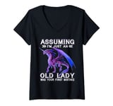 Womens Dragon Assuming I'm Just An Old Lady Was Your First Mistake V-Neck T-Shirt