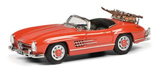 Schuco Mercedes Benz 300SL 1/43 Modèle de Voiture Valise et Skis Rouge, 450268900, Petit