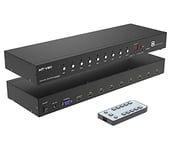 MT-VIKI 4K60Hz 8 Port HDMI Switch 8 in 1 Out avec télécommande IR Auto Scan 1U Rackmount HDR HDCP2.2 RS-232 4:4:4