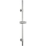 Barre de douche Basic Wenko pour douche ou baignoire en inox avec support pommeau de douche et support mural coulissant, 1,9x66cm, chrome - Gris