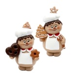 Dekohelden24 Lot de 2 boulangers de Noël en céramique avec Pain d'épices Blanc/Marron - Dimensions de Chaque Figurine (L x l x H) : 9 x 6 x 13 cm