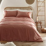 Appletree Loft - Tabitha Tasselled Bedding - Relaxed Cotton Frilly Boho Duvet Cover Set - Single, Dark Coral