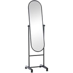 Miroir sur pieds avec roulettes forme ovale 113 x 33 cm cadre métallique noir