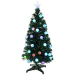 WeRChristmas 4 ft Pre-Lit Fibre Optic Christmas Tree with Flashing LED Ball Lights, Green