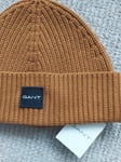 Genuine GANT Cinnamon 10% Wool Ribbed Beanie Hat Toque Adult  NEW Tags