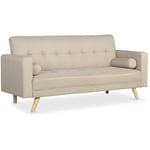 Cotecosy - Canapé convertible clic-clac scandinave Slow Tissu Beige - Beige