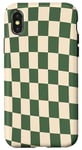 Coque pour iPhone X/XS Motif damier vintage à carreaux Vert sauge