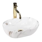 Rea Vasque à poser MINI AIAX SHINY Lavabo de salle de bain 380 x 260 x 120 mm en Céramique (imitation pierre)