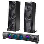 Audiocore AC955 2 in 1 PC Speaker Soundbar Computer RGB LED Backlight Stereo Gaming USB 2 x 3W AUX 3.5 mm