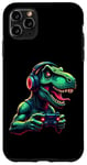 Coque pour iPhone 11 Pro Max Gaming Dinosaurs- Le T-rex joue aux jeux vidéo