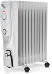 Radiateur A Bain D'Huile 2500W,11 Elements-Chauffage Electrique Portable Avec Minuterie Integree,3 Niveaux De Chaleur,Thermostat Reglable,Caracteristiques De Securite Integrees -