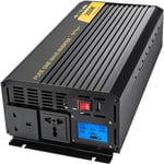 Vevor Convertisseur Pur Sinus, dc 12V a ac 240V Convertisseur de Tension, 2000W lcd et Telecommande Onduleur a Onde Sinusoïdale Pure, Protection de