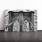 Big Box Art Canvas Print Wall Art Brooklyn Bridge New York City (4) | Mounted & Stretched Box Frame Picture | Home Decor for Kitchen, Living Room, Bedroom, Hallway, Multi-Colour, 24x16 Inch