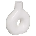 Vase Rond avec Trou - Vase pour Fleurs et décorations pour Salon et Chambre en céramique - Blanc 21 x 17 cm