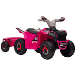 Kids Electric Quad Bike Childrens 6V Ride On ATV Bike & Trailer 18 36 Mths Pink