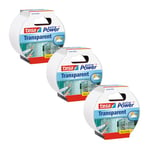 tesa® extra Power Ruban Adhésif Transparent – Adhésif Duct Tape Imperméable pour la Réparation de Verre Fissuré ou de Matières Plastiques – 10 m x 50 mm – Transparent - Lot de 3