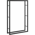 Helloshop26 - Range-bûches pour usage intérieur extérieur porte-bûches design support rangement bois de chauffage en acier 100 x 25 x 150 cm noir